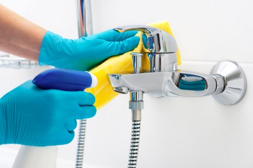 Cleaning team completing a carpet cleaning service in a property