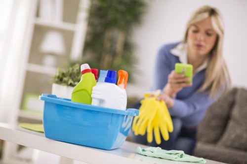 Carpet cleaner in Haringey preparing a flat for stain removal and deep cleaning