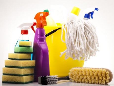 Insured carpet cleaning service working carefully in a home interior